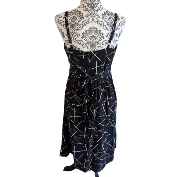 Princess Highway Miranda Dress Strappy Full Skirt Black Geometric Women's 8 - Picture 7 of 13